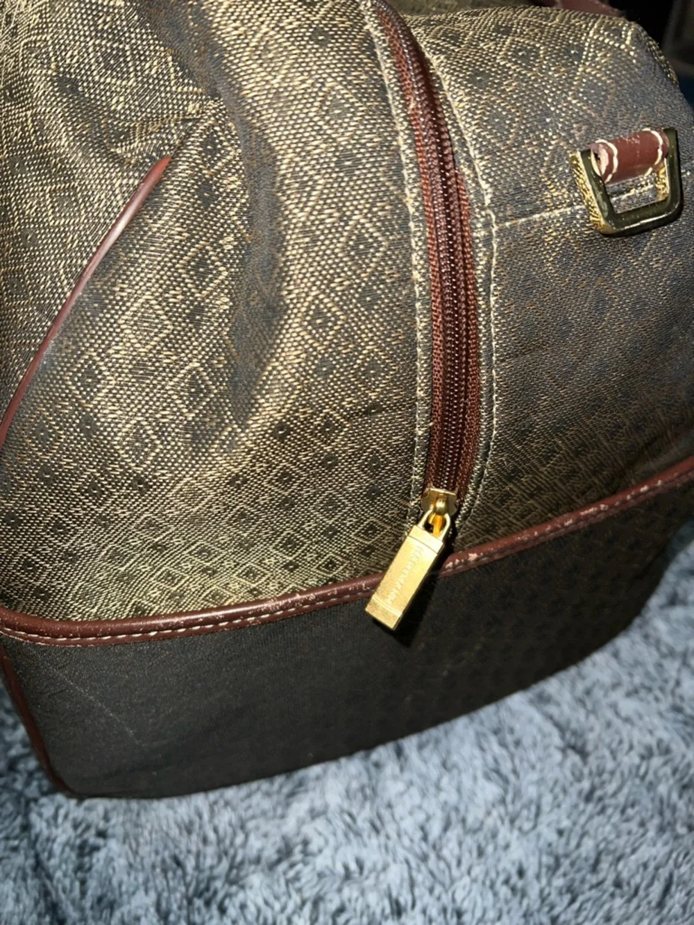 Vintage Hartmann Wings Diamond Jacquard Standing Duffle Weekender Tote Carry On